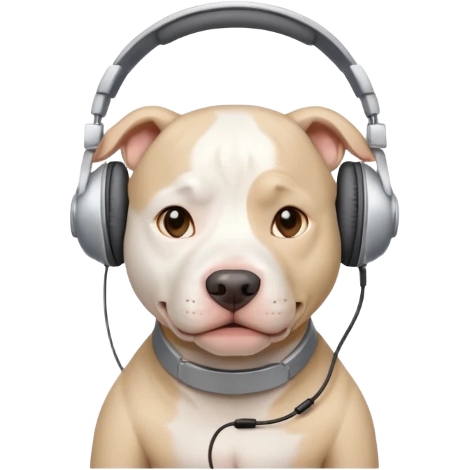 white pitbull with headphones emoji