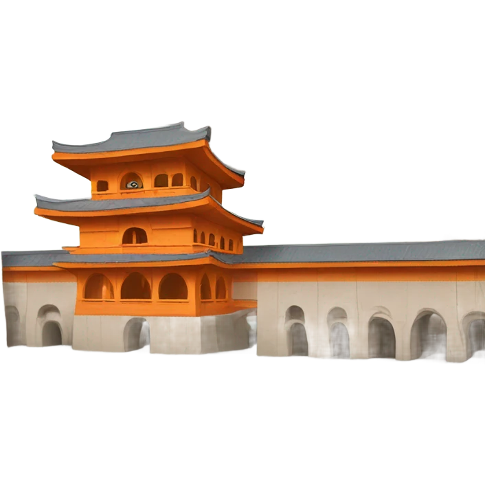 Orange ashram under a highway overpass  emoji