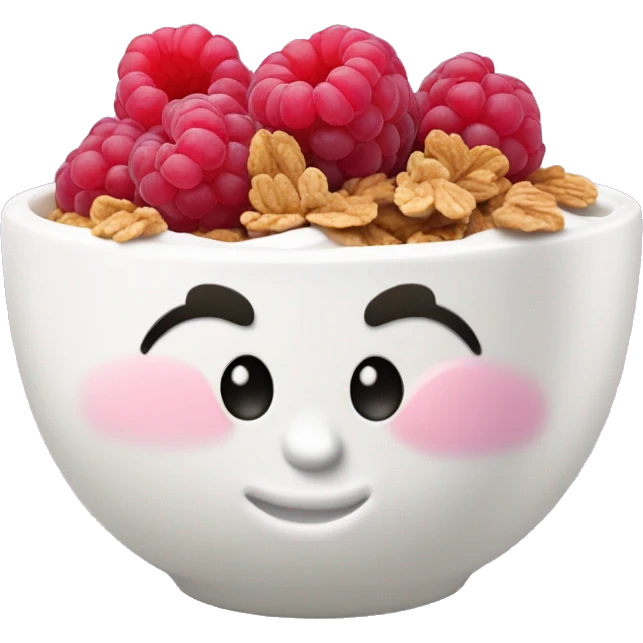 Cartoony Yogurt bowl with raspberries and granola emoji