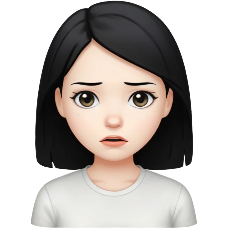 Create a girl with black hair violently choking herself emoji