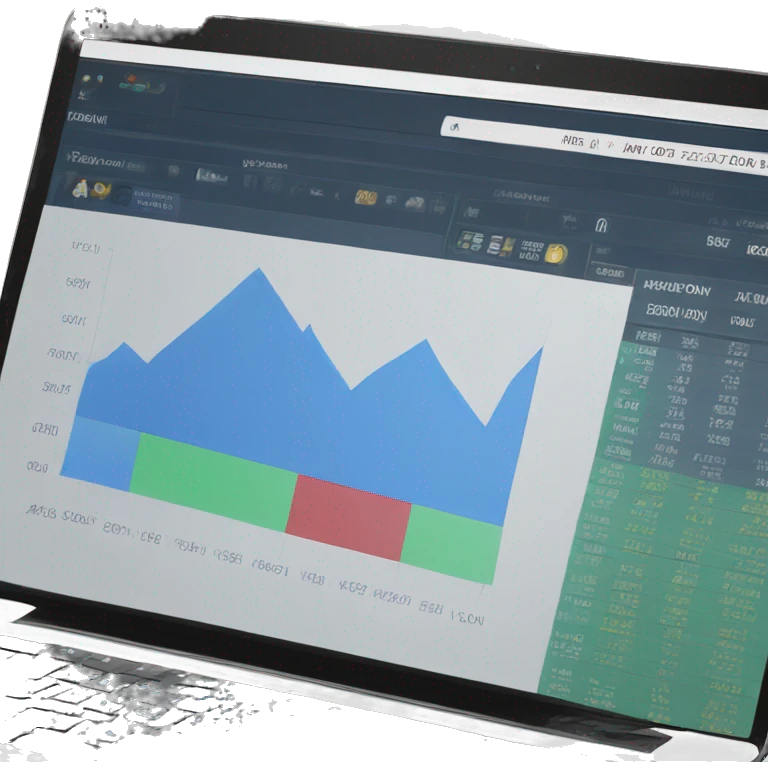laptop with stock chart on market website emoji
