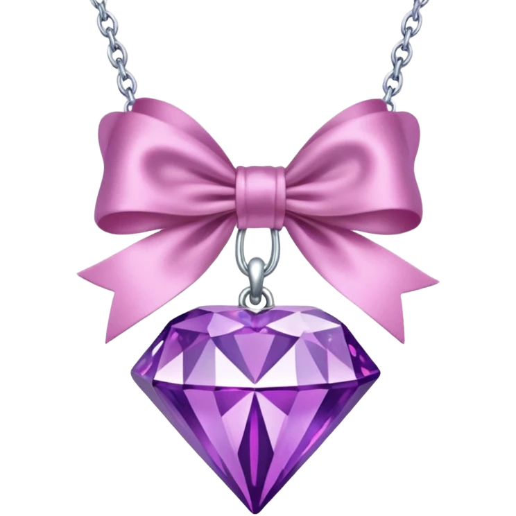 purple diamond necklace with a pink bow emoji
