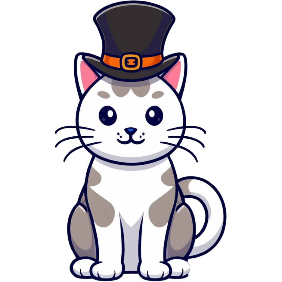 playful cat with a fancy hat emoji
