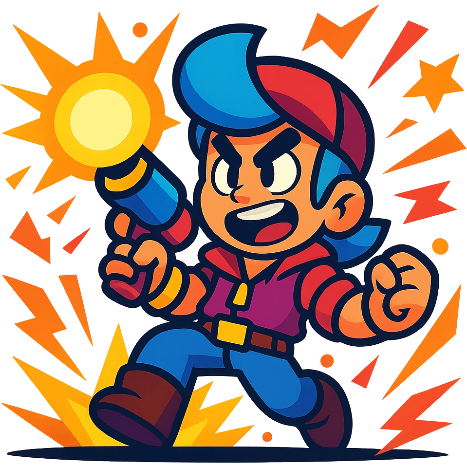 Brawl Stars character with a power-up, action-packed, cartoon style emoji
