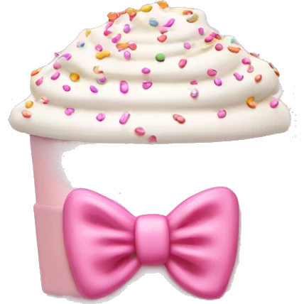 Light pink latte with sprinkles tied with a bow emoji