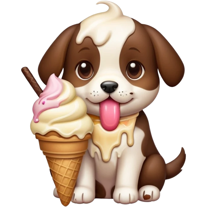 Puppy with ice cream emoji