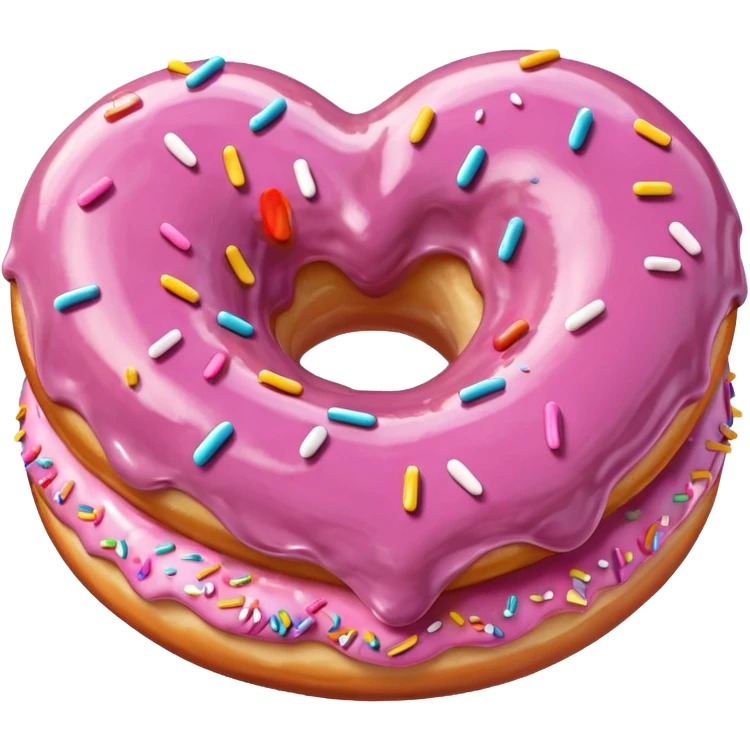 Realistic isolated heart shaped donut with mauve frosting. emoji