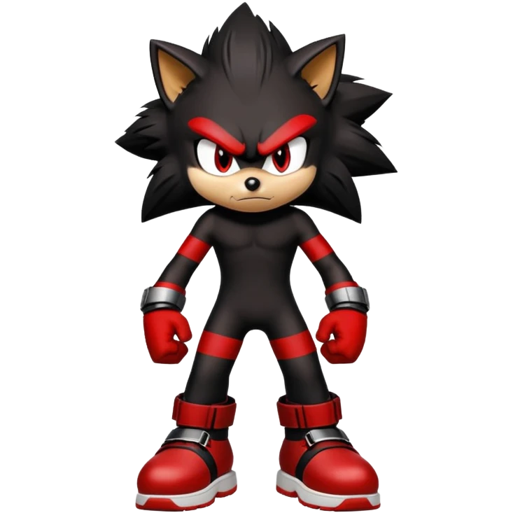 Angry Shadow the Hedgehog with black fur, red stripes, hover shoes, and arms crossed emoji
