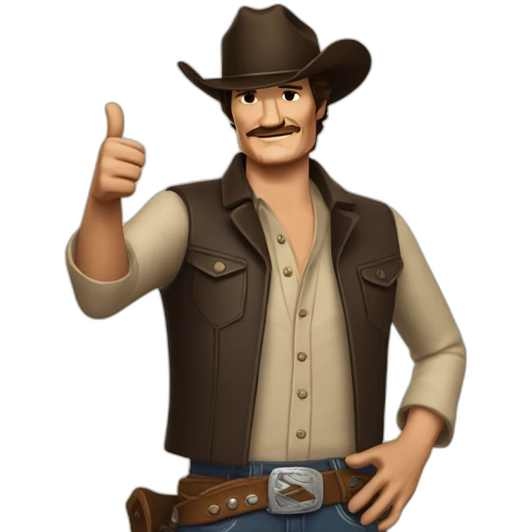 pedro pascal  cowboy thumbs up respect emoji