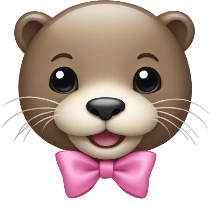 happy otter with pink bow emoji