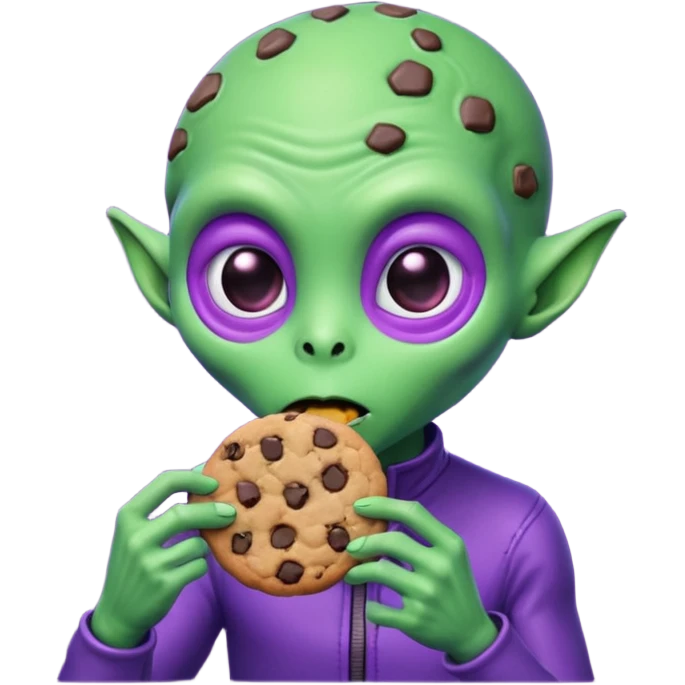 purple alien eating cookie emoji