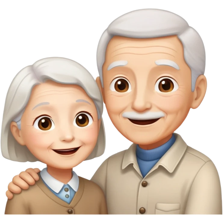 child greeting or helping an elderly person, cheerful and respectful emoji