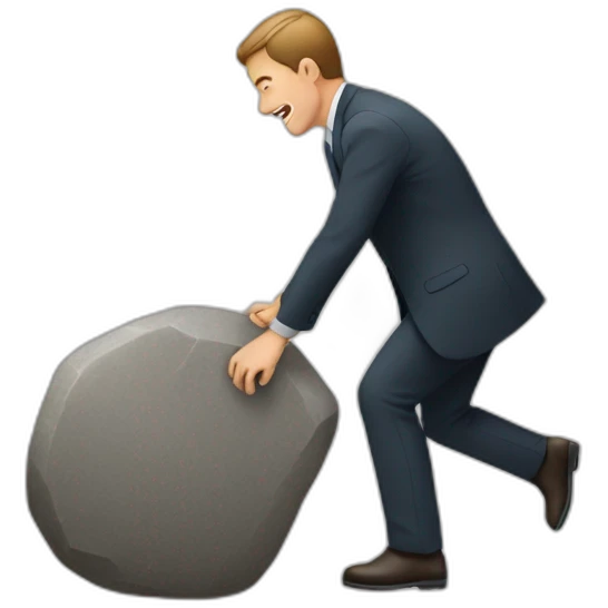 sales man pushing a stone emoji