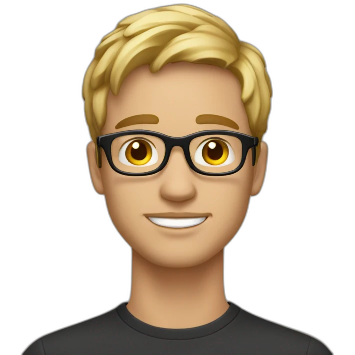 Mann, 26 Jahre, runde Brille mit Goldgestell, Oberlippenbart, dunkelblond emoji