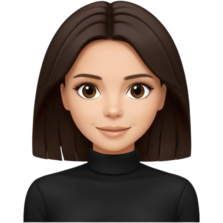 Victoria Beckham with dark brown hair, black outfit emoji