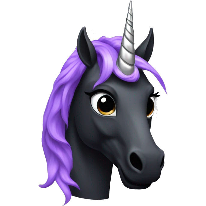 Black and purple unicorn with silver horn emoji