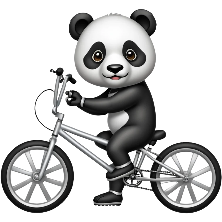 panda with tattoos on silver bmx bike emoji