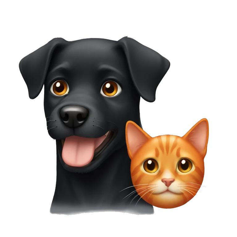 black dog and orange cat emoji