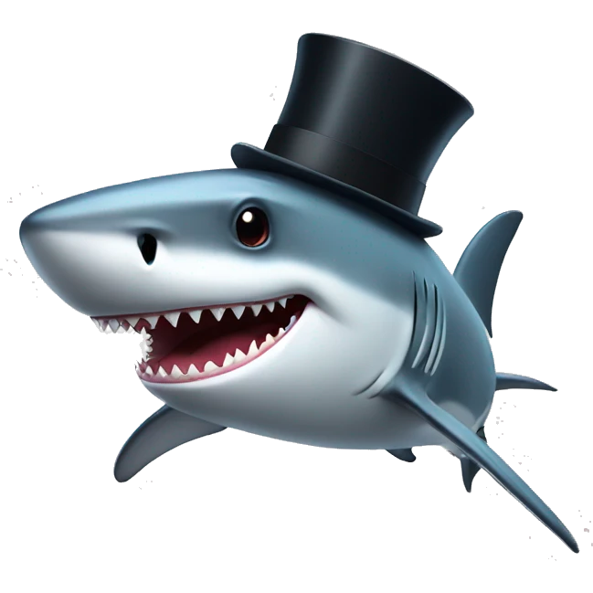 Shark with a top hat emoji