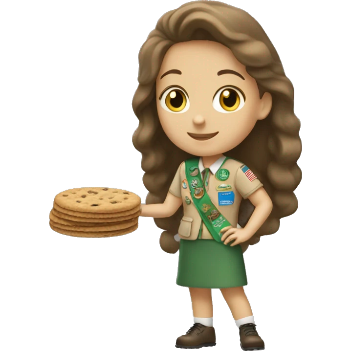 white girl scout selling cookie emoji