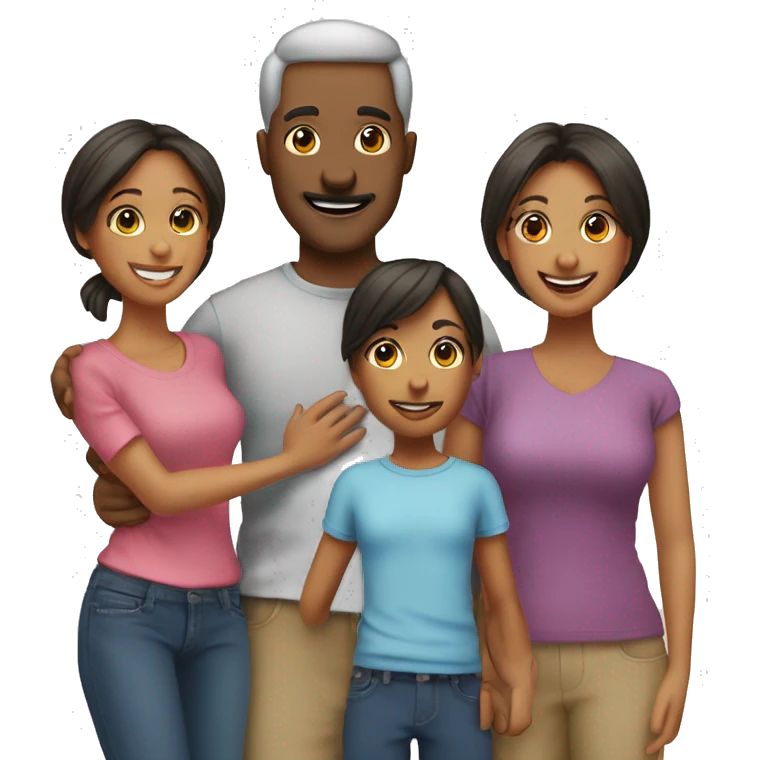 A family of 6 one dad one mom three adult daughters and one granddaughter  emoji