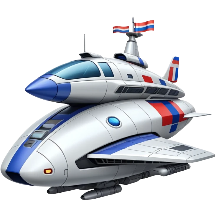 Sci-fi Russian mothership with flag colors incorporated in design emoji