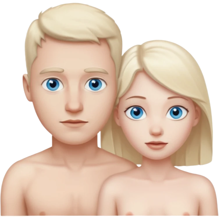 White Man blue eyes and white woman blue eyes having sex naked emoji