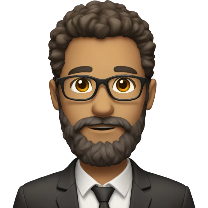 Teacher with glasses, beard, fluffy har and brown hair emoji