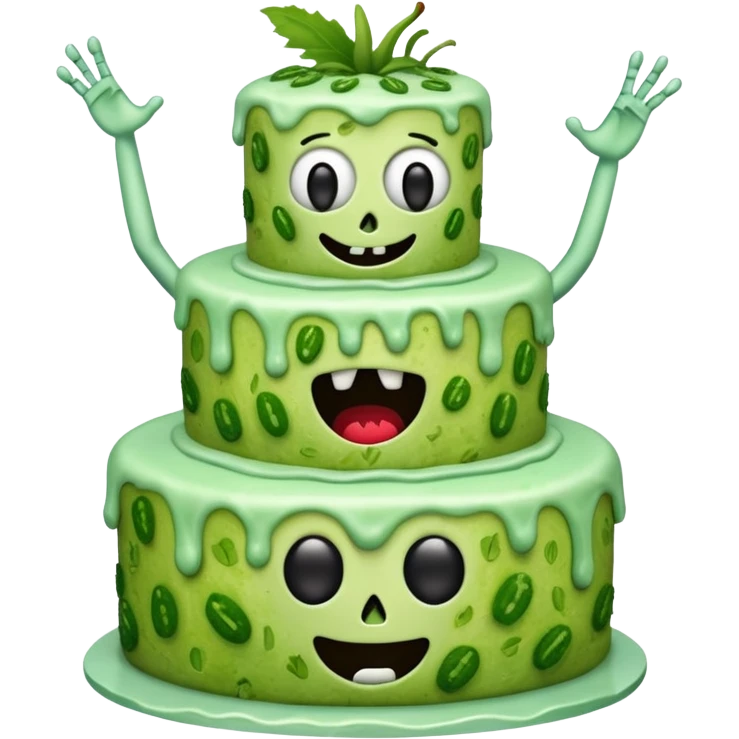 zombie cucumber cake with a dancer, emoji style emoji