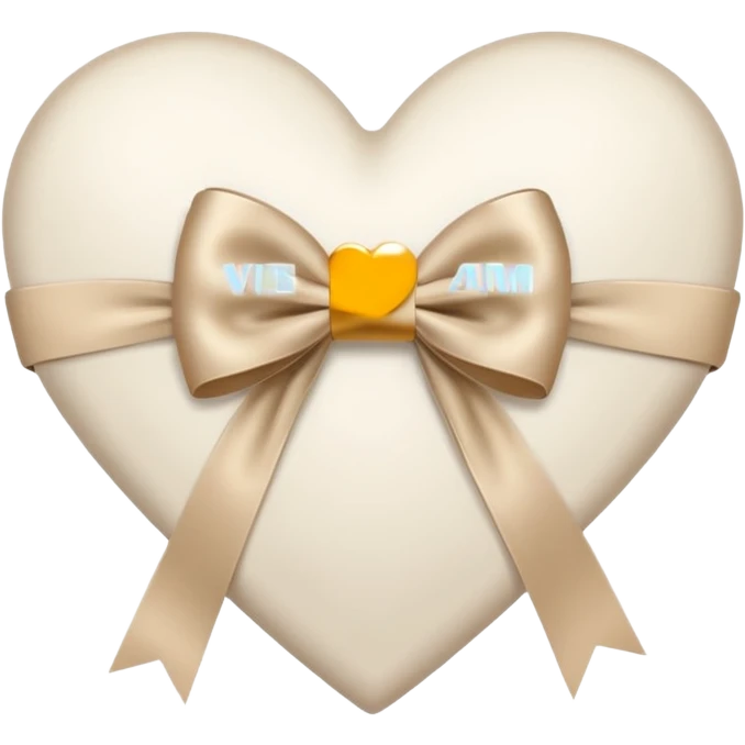 white heart with beige bow emoji