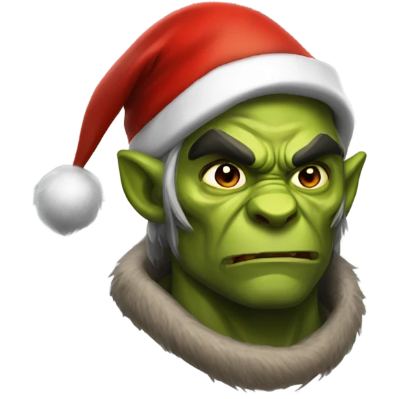 Fierce Orc ranger wearing santa hat emoji