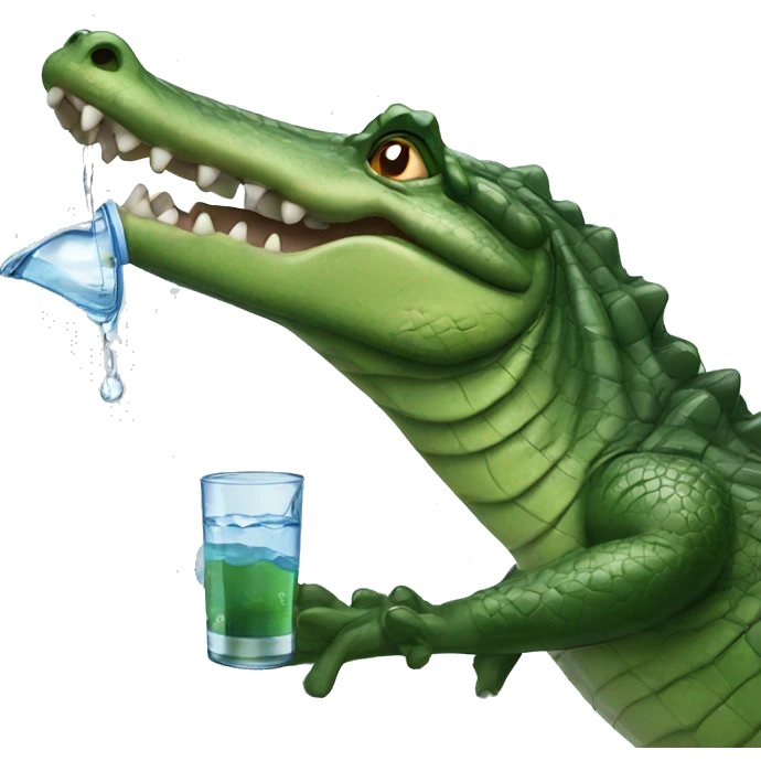 Alligator drinking water emoji
