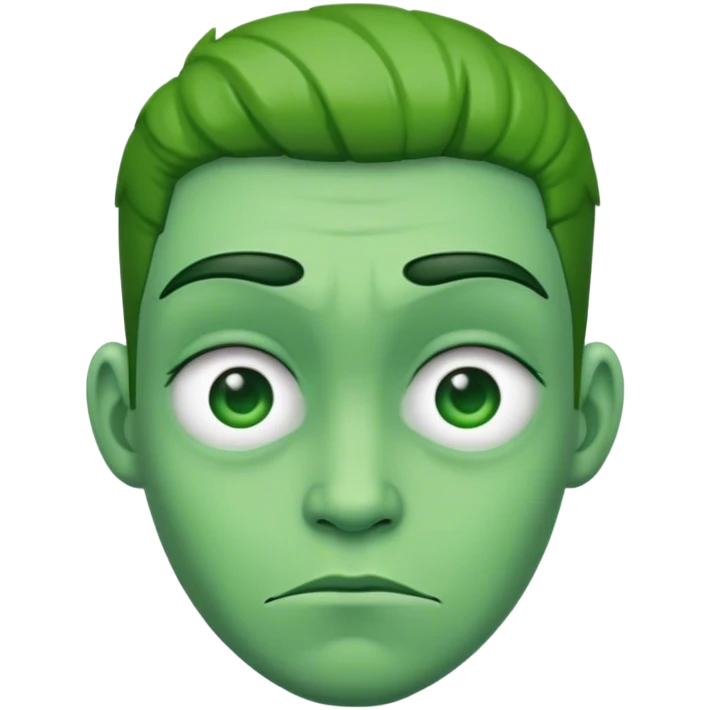Jelly bean green half frown emoji