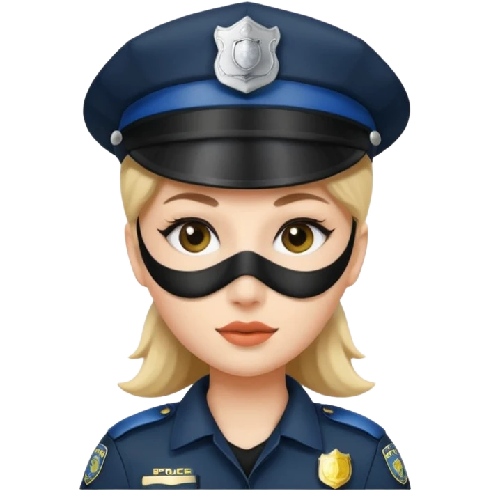 thief with police hat, thief mask, thief black dress. emoji