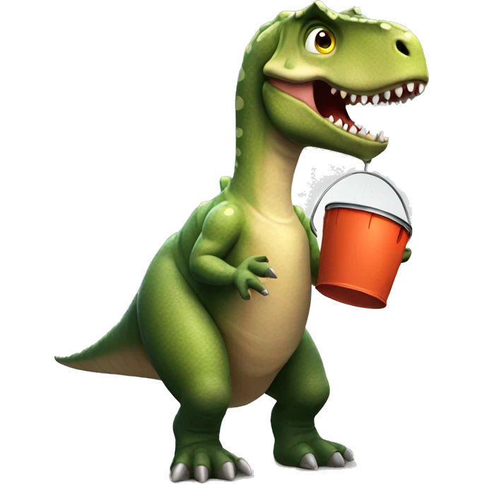 dinosaur with a bucket  emoji