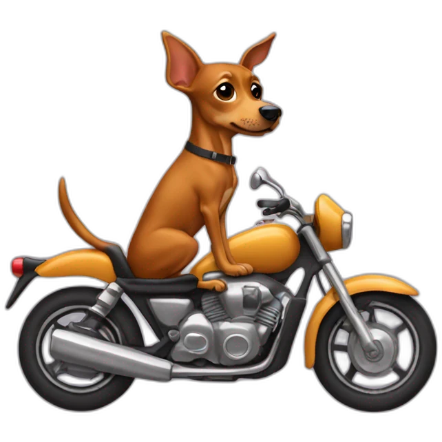 caramel-color-pinscher-dog-driving-a-motorcycle emoji