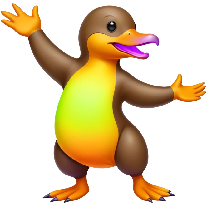 Duck-billed platypus dancing at a rave emoji
