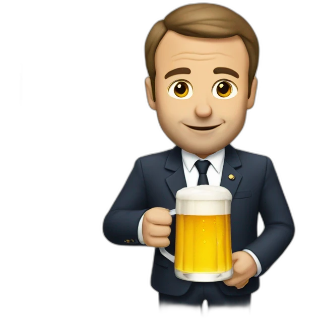 Macron drinking beer emoji