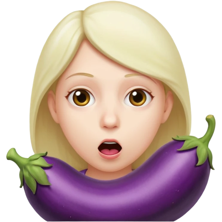 Shocked face sucking a eggplant  emoji