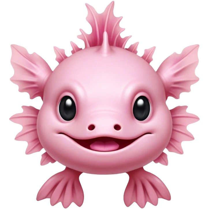 Cinematic Comical Axolotl Portrait Emoji, Head tilted dramatically with an exaggeratedly amused expression, featuring smooth, pale pink skin with ruffled, feathery gills and wide, expressive dark eyes filled with playful disbelief, Simplified yet hilariously expressive features, highly detailed, glowing with a slightly sassy glow, high shine, dramatic yet playful, stylized with an air of cheeky mischief, bright and endearing, soft glowing outline, capturing the essence of a spirited and over-the-top aquatic friend, so meme-worthy it feels like it could side-eye its way into internet fame instantly! emoji