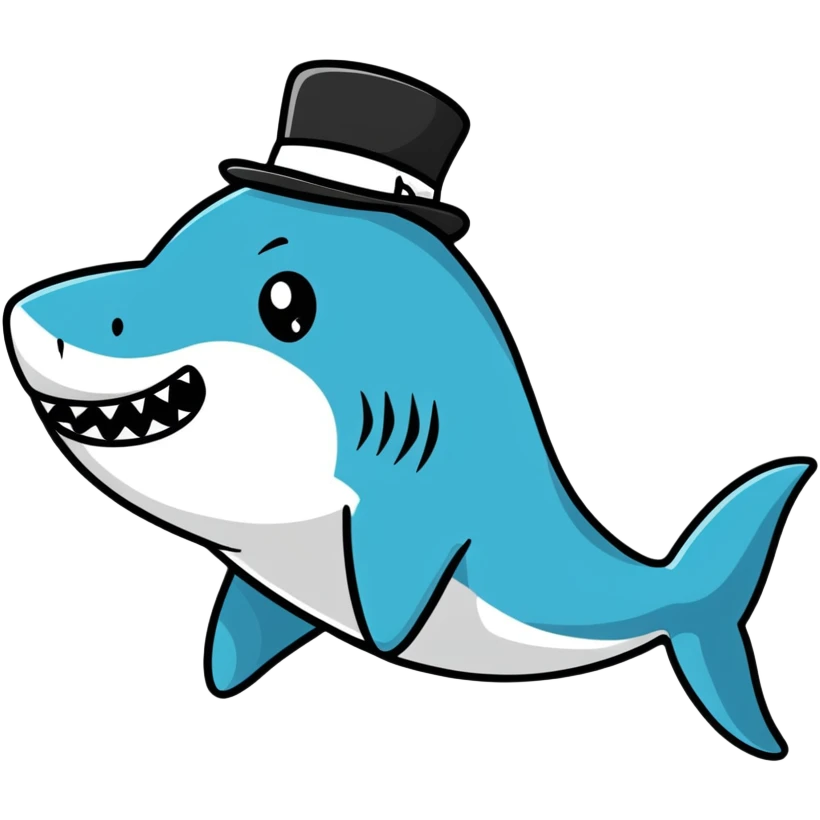 Shark with a top hat emoji