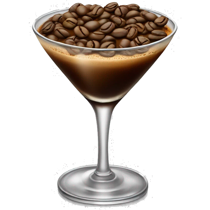 Fancy Icy Espresso Martini with three coffeee beans on top as decoration  emoji