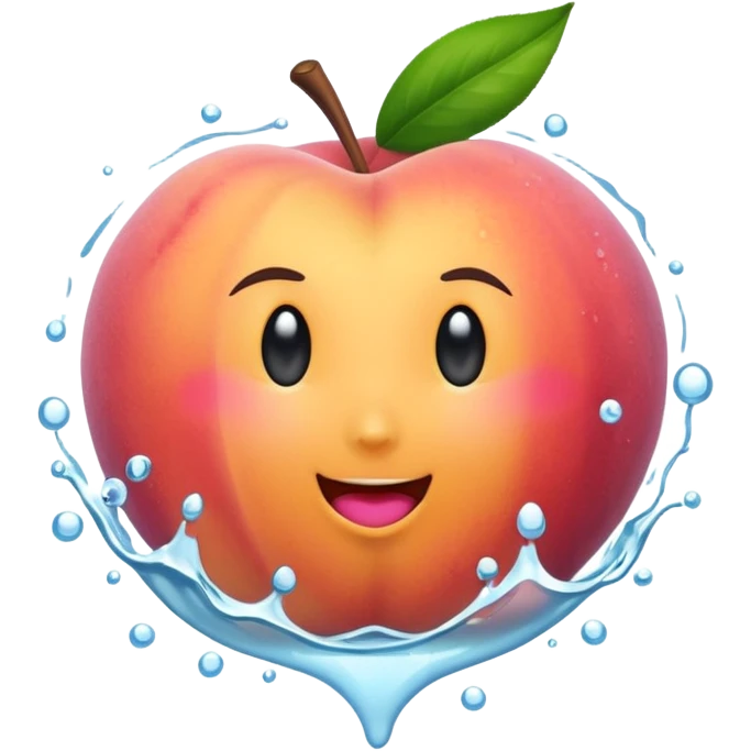 peach splashing water, vibrant and playful emoji