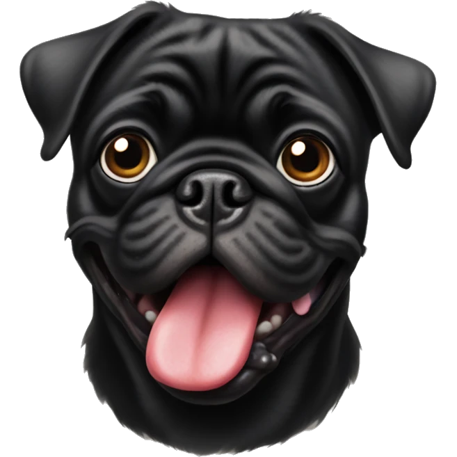 Black pug with tongue out emoji