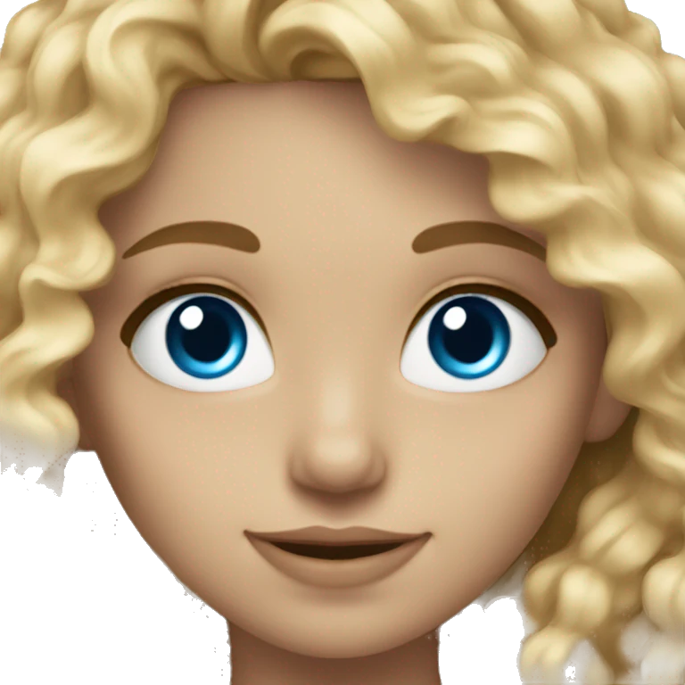 beautiful girl with long curly blonde hair and blue eyes emoji