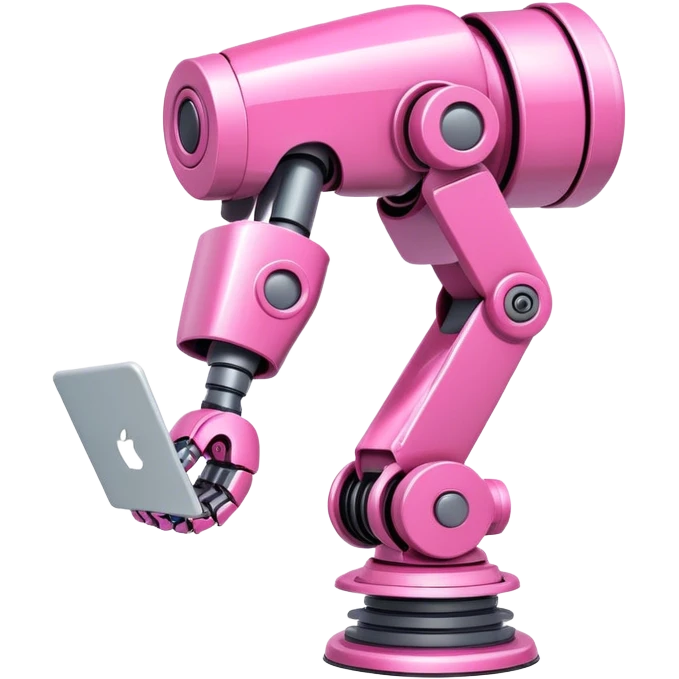 intense pink robotic arm holding email icon emoji