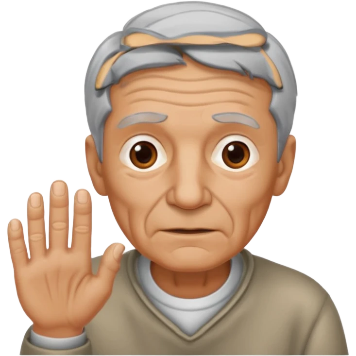 An old man make a move of stealing with hand emoji