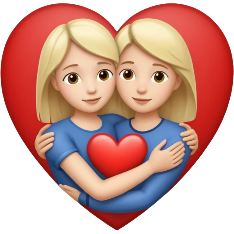 two figures, adult and child, inside a heart emoji