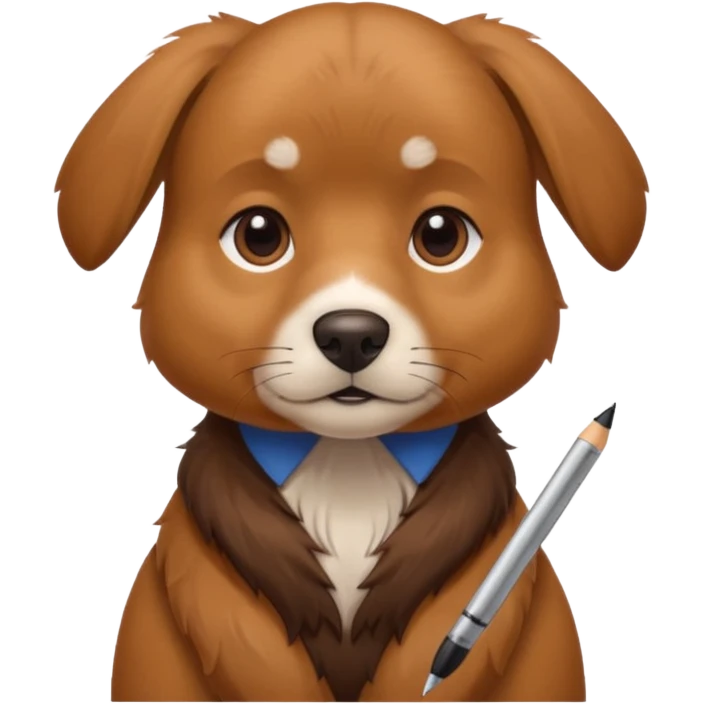 Dog with pen and copy emoji