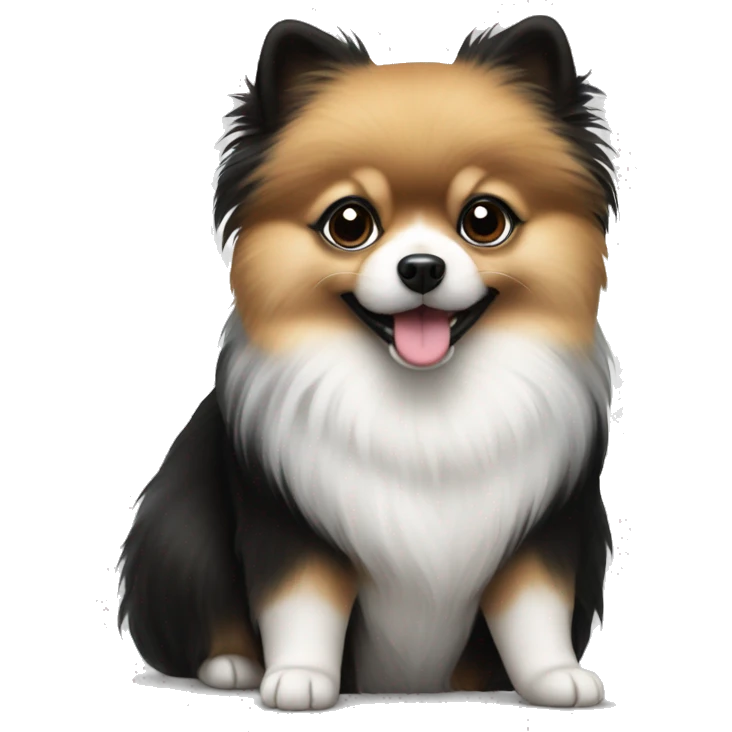 Black and white Pomeranian  emoji